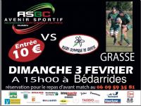 Rugby: ASBC / R.O.GRASSE. Le dimanche 3 février 2019 à Bédarrides. Vaucluse.  15H00